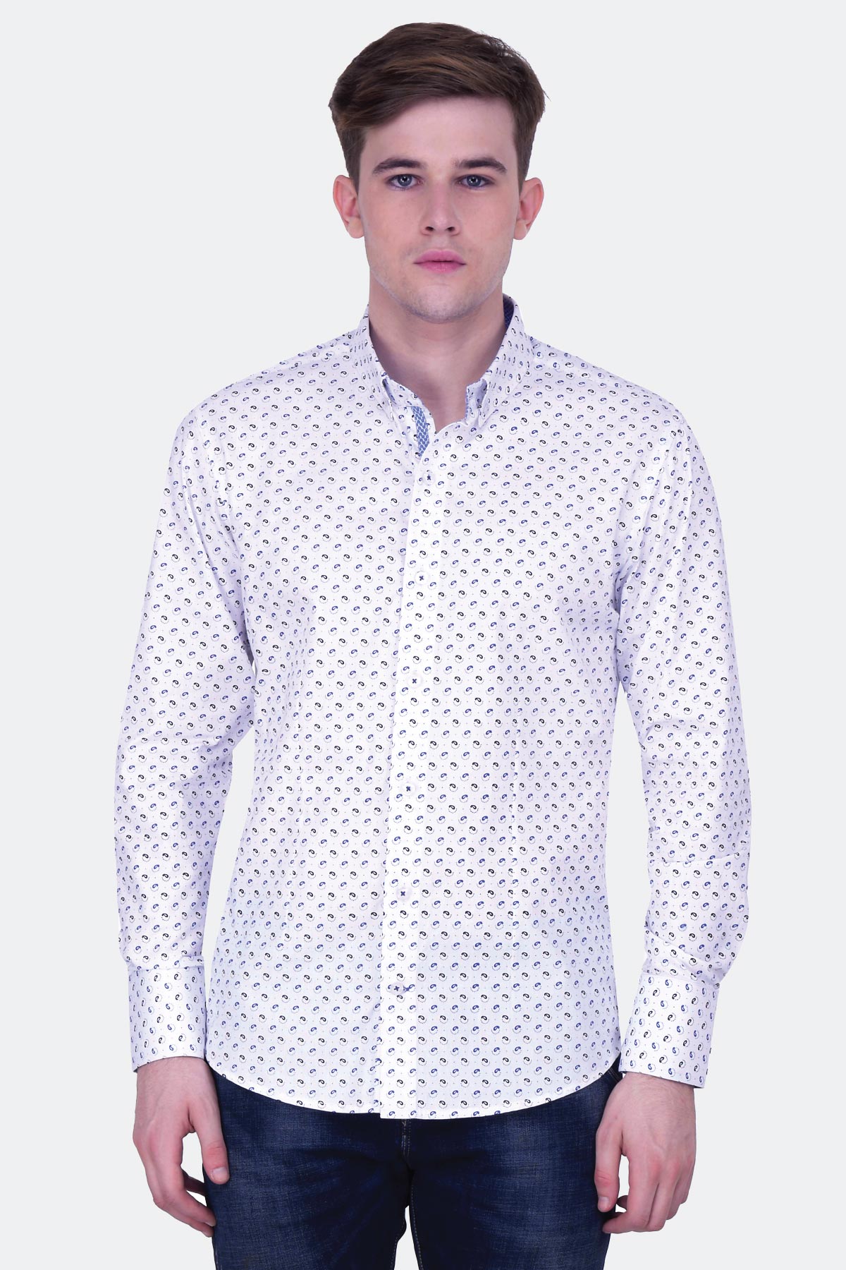 Two Colour Paisely Print Shirt - Quontico